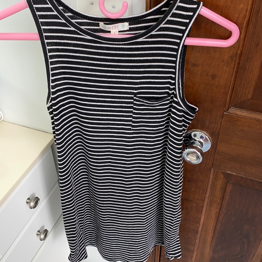 LOVE,FIRE SUMMER DRESS-B&W STRIPED